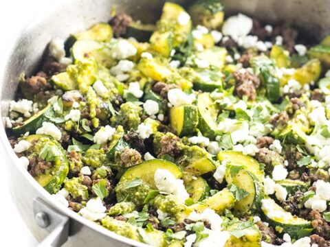 Image for Ground Beef Zucchini Stir Fry Recipe With Pesto 