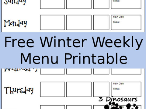 Image for Free Winter Weekly Menu Printable