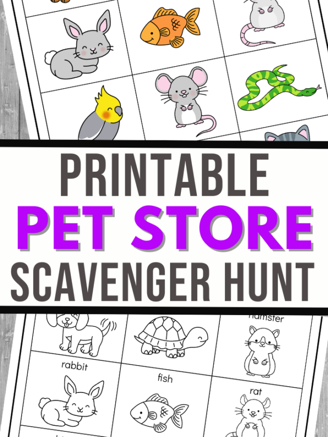 Pet Store Scavenger Hunt Printables Story