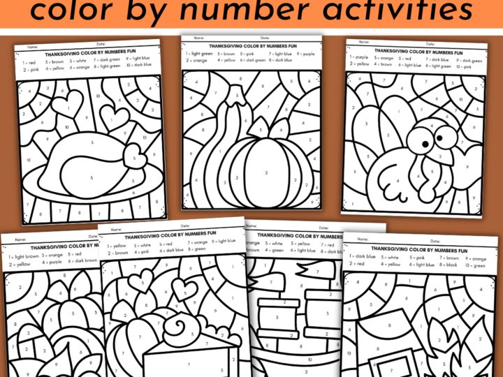 Image for Thanksgiving Color by Number Printables Pack