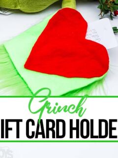 easy diy gift card holder with text which reads grinch gift card holder