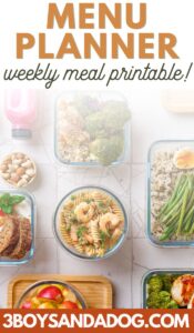 What's Cooking Menu Planner Printable - 3 Boys and a Dog