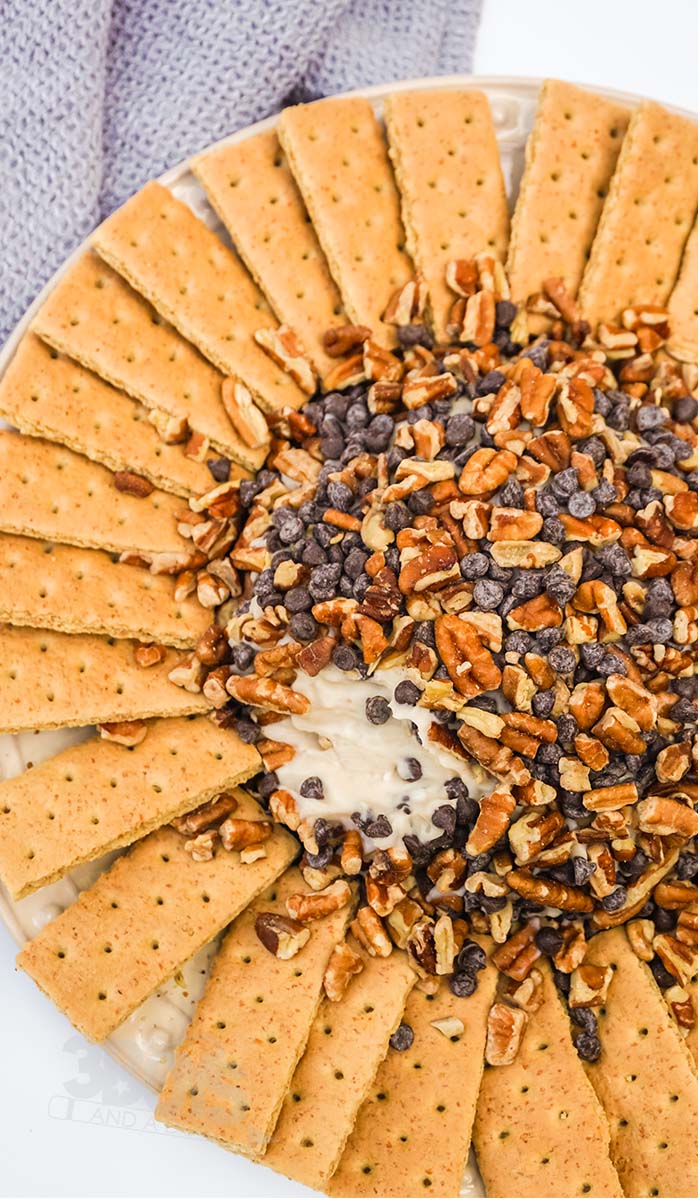 overhead view of easy dessert cheese ball recipe