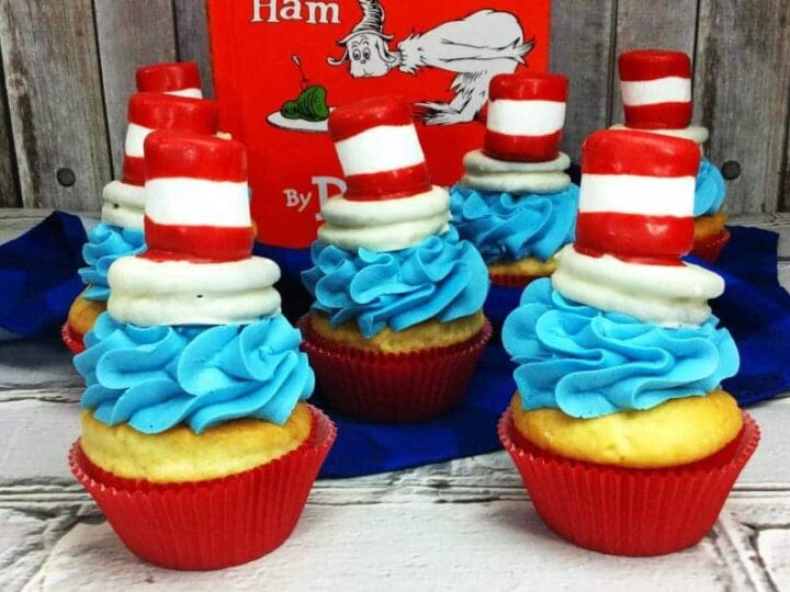 Image for Cat in the Hat Cupcake Recipe For Dr Seuss Day Party