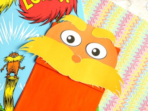 Image for The Lorax Paper Bag Puppet Craft with Free Lorax Template