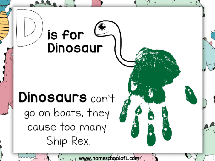 Image for D is for Dinosaur Handprint – Letter D Printable