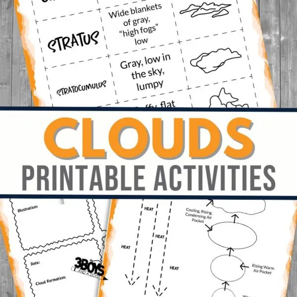 mockup of the printed clouds worksheets