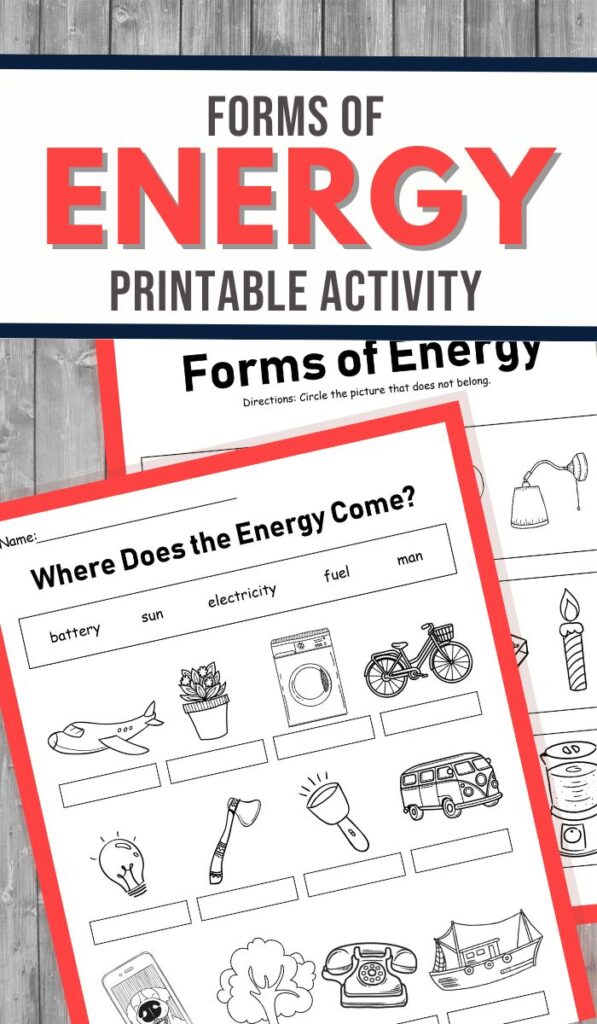 Forms of Energy Printable Worksheets - 3 Boys and a Dog