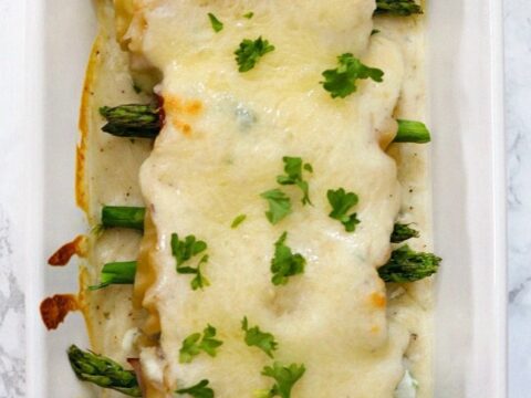 Image for Creamy Garlic Parmesan Asparagus Lasagna Roll-Ups Recipe