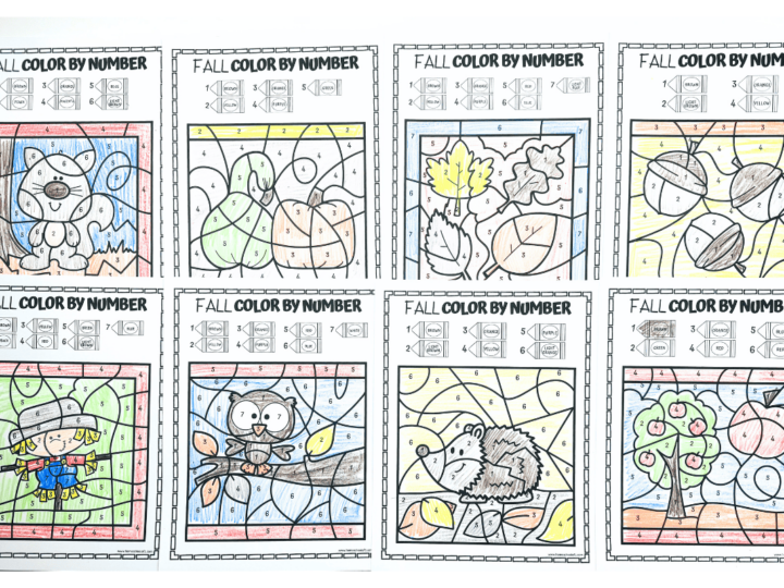 Image for Free Fall Color by Number Worksheets