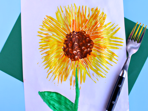 Image for Simple Fork Print Sunflower Craft