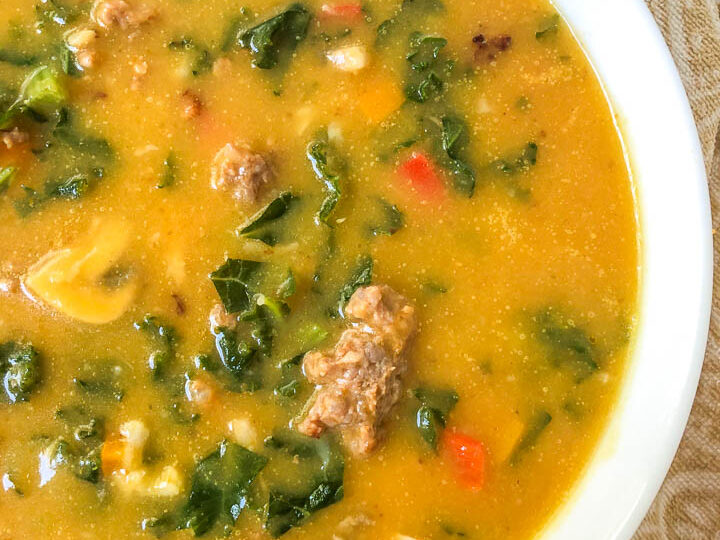 Image for Keto Pumpkin Soup Recipe with Sausage & Kale