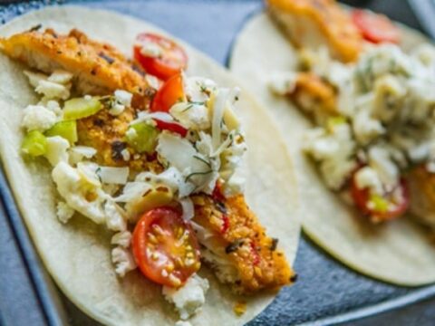 Image for Twangy Tortilla Crusted Tilapia Taco Recipe