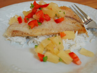 Image for Tropical Tilapia with Pineapple Salsa and Coconut Rice