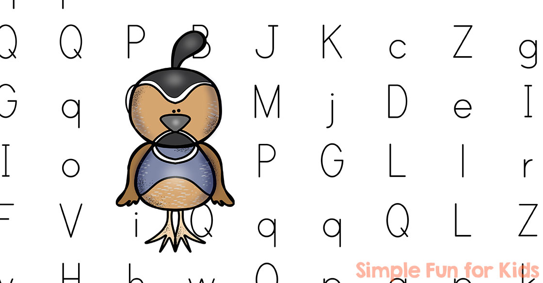 A cartoon owl perched among scattered capital and lowercase letters on a white background. The text Simple Fun for Kids is in the bottom right corner.