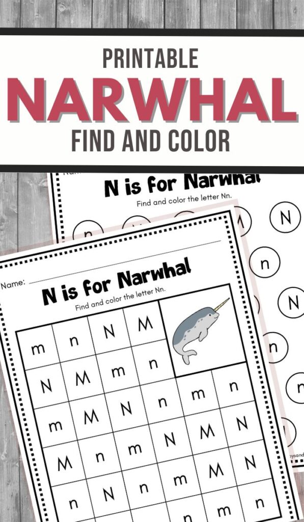 Find the Letter N is for Narwhal Worksheet - 3 Boys and a Dog