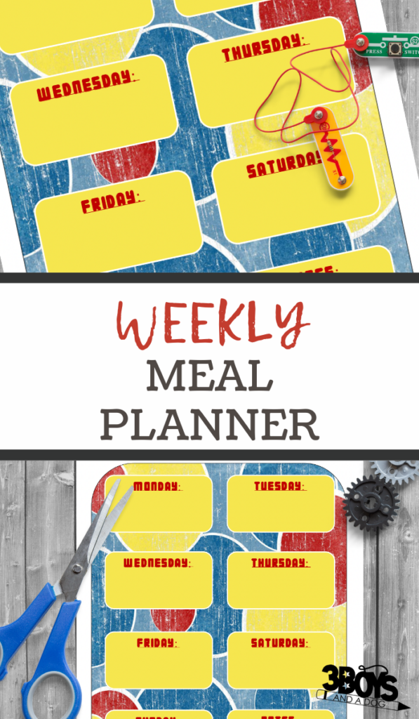 Primary Menu. Example Free Primary Menu Planner Printable - 3 Boys and a Dog
