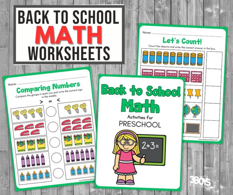 Back to School Math Activities for Preschool - 3 Boys and a Dog
