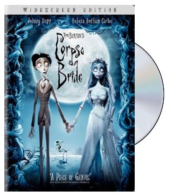 Corpse Bride cover art, a not-too-scary Halloween movie for older kids