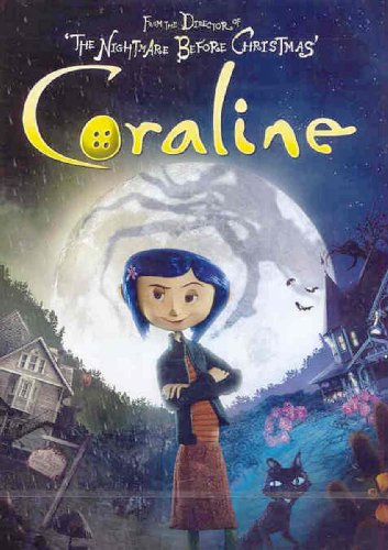 Coraline cover art, an animated Halloween movie for kids