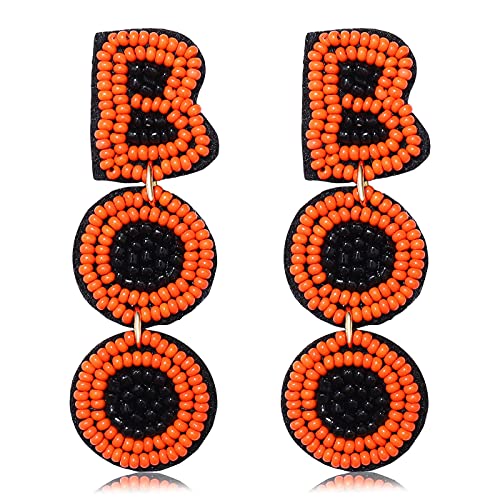 CEALXHENY Beaded Boo Earrings