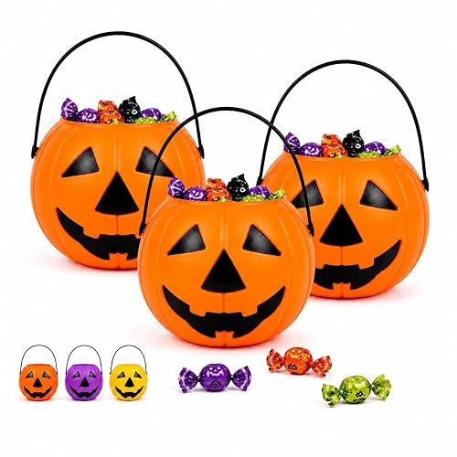 Large Plastic Pumpkin Candy Bucket