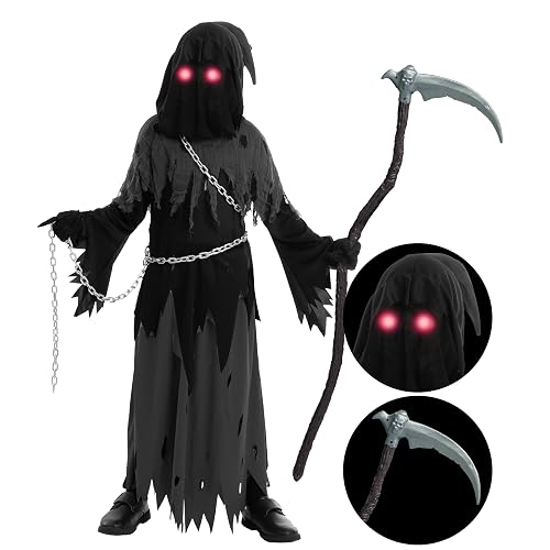 Glowing Eyes Grim Reaper Costume for kids