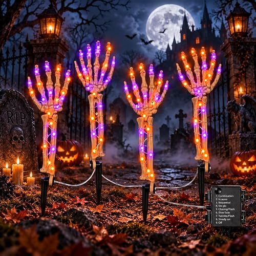 Lighted Skeleton Hand Stakes, 4 Pieces