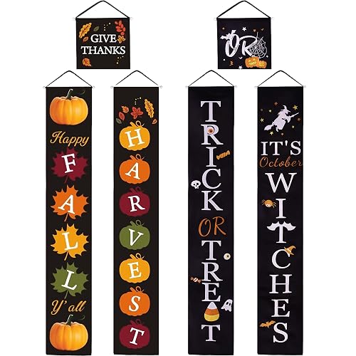 Reversible Fall and Halloween Porch Banner