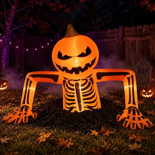 7.7 Foot Inflatable Pumpkin Skeleton