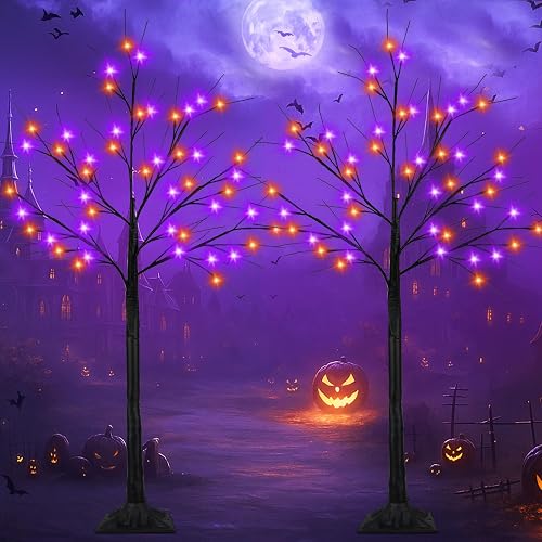 4 Foot Lighted Black Trees, 2 Pack