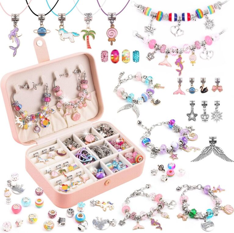 Charm bracelet making kit with beads and charms
