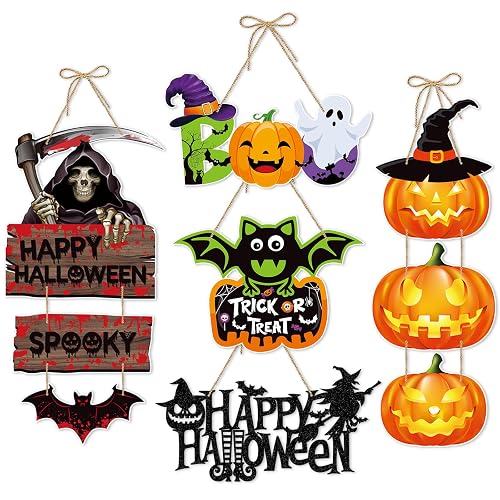 Halloween Door Hanger Decor, 5 Pieces