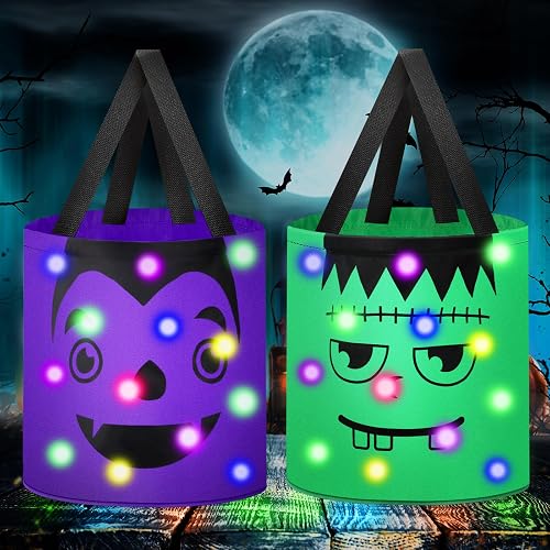 LED Light Up Zombie and Vampire Candy Bags, 2 Pack