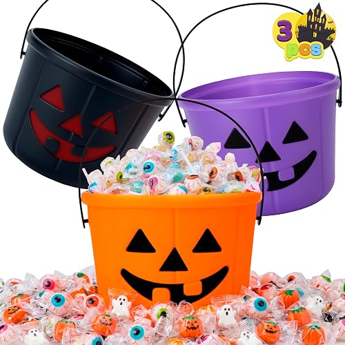 JOYIN Pumpkin Pails, 3 Pack