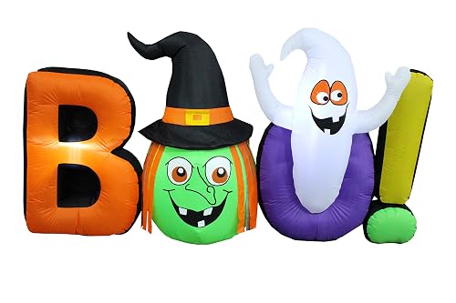 8 Foot Inflatable Witch and Ghost Boo Sign