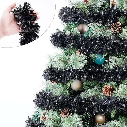 50 Feet of Black Tinsel Garland