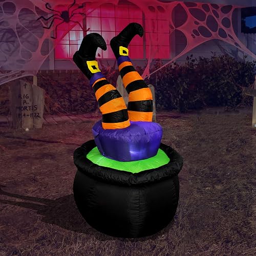 4 Foot Inflatable Witch Legs in a Cauldron