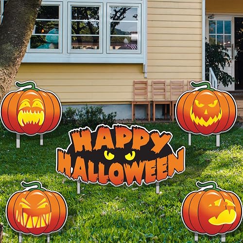 Happy Halloween Yard Sign Set, 5 Pieces