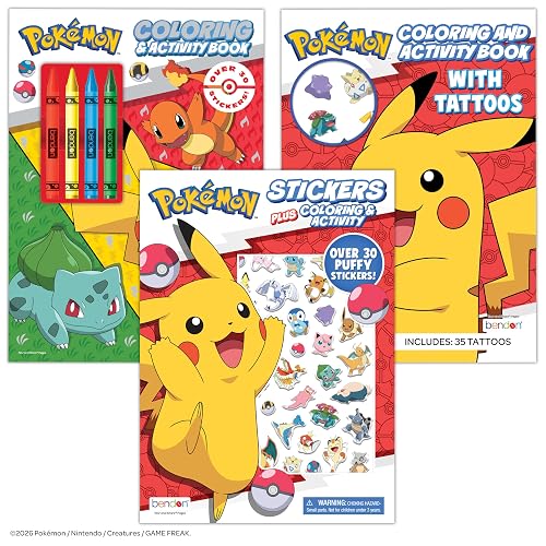 Pokemon Coloring Book Bundle, 3 Pack