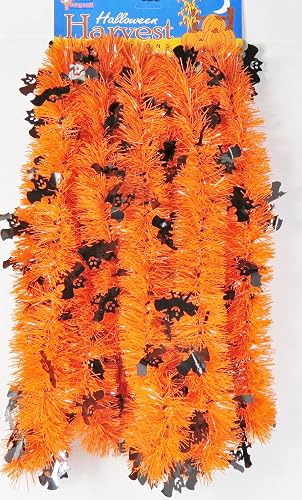 Orange Garland with Black Bats, 15 Feet