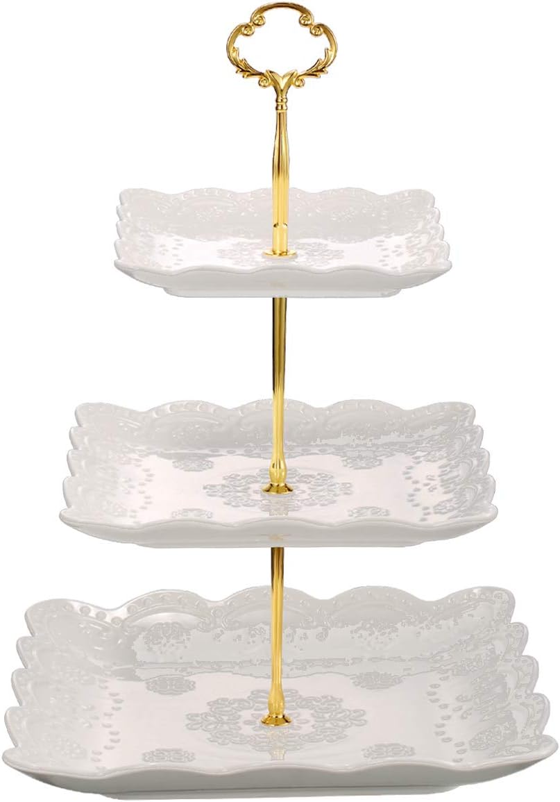 3-tier porcelain cupcake and dessert stand