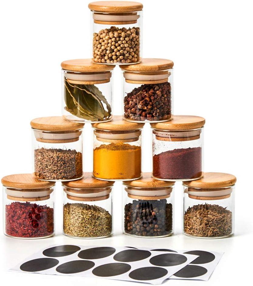 Small airtight glass spice jars