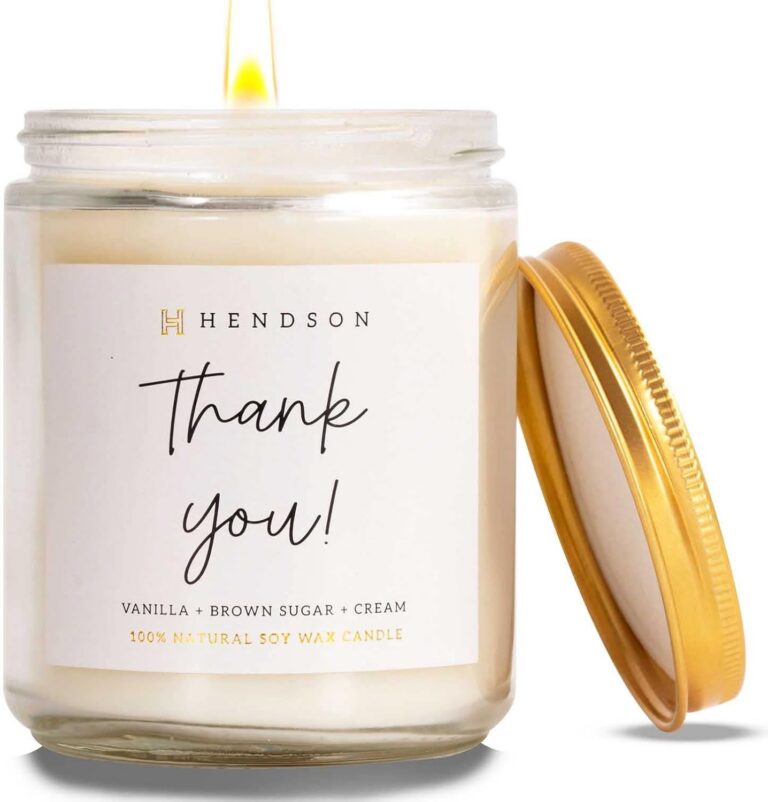 Thank you scented candle in a glass jar