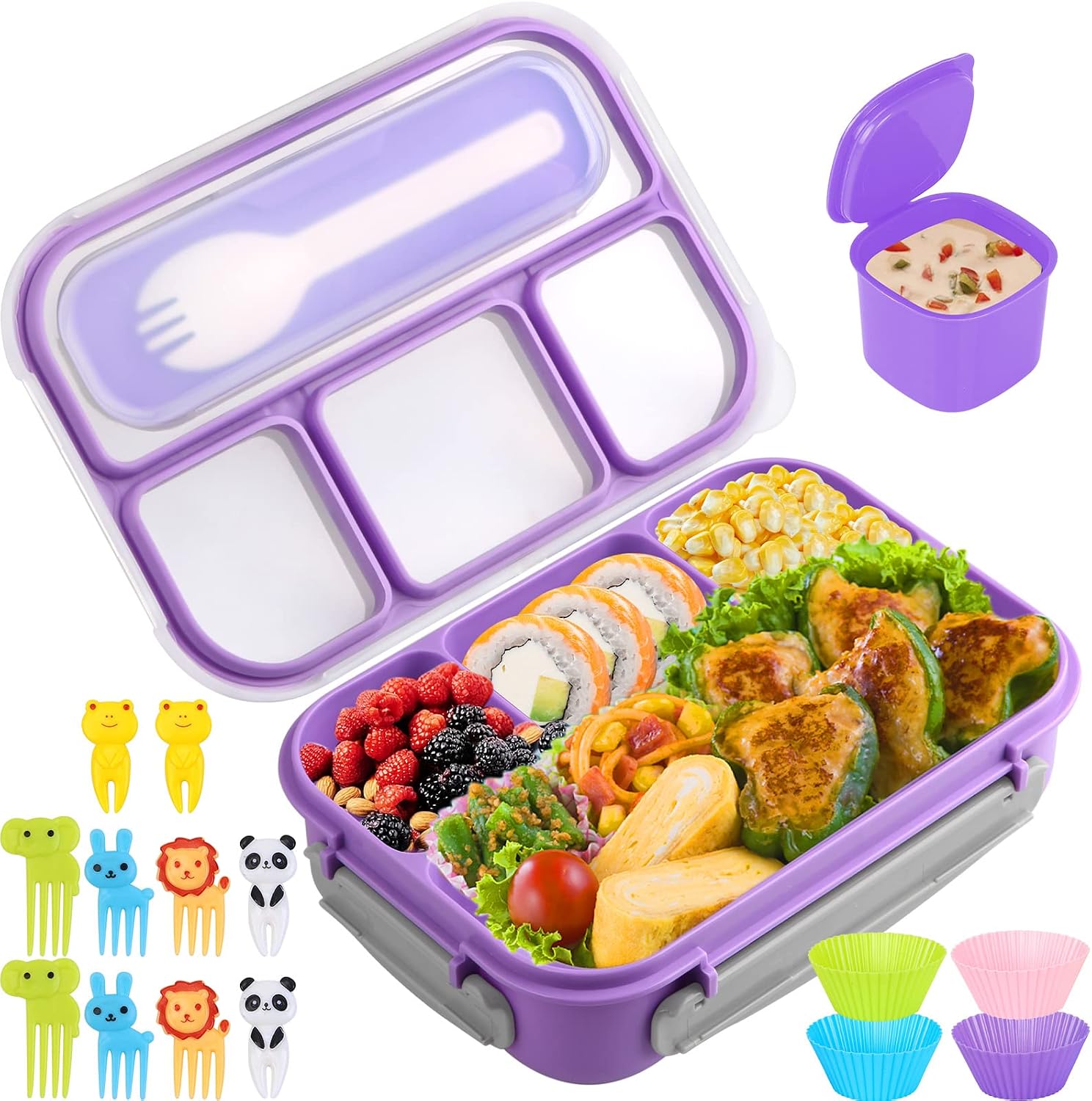 Kids bento box with 4 compartments
