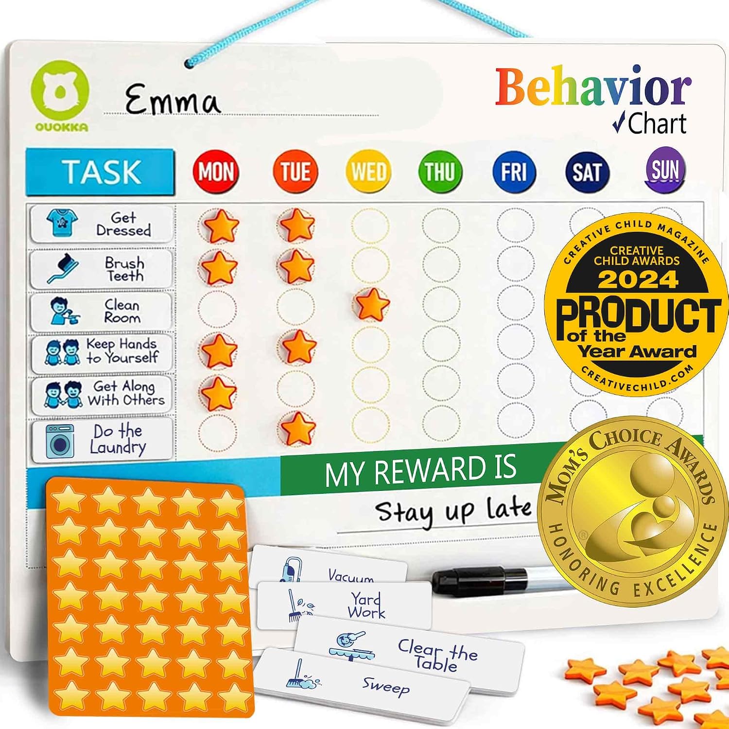 Magnetic reward chore chart for kids