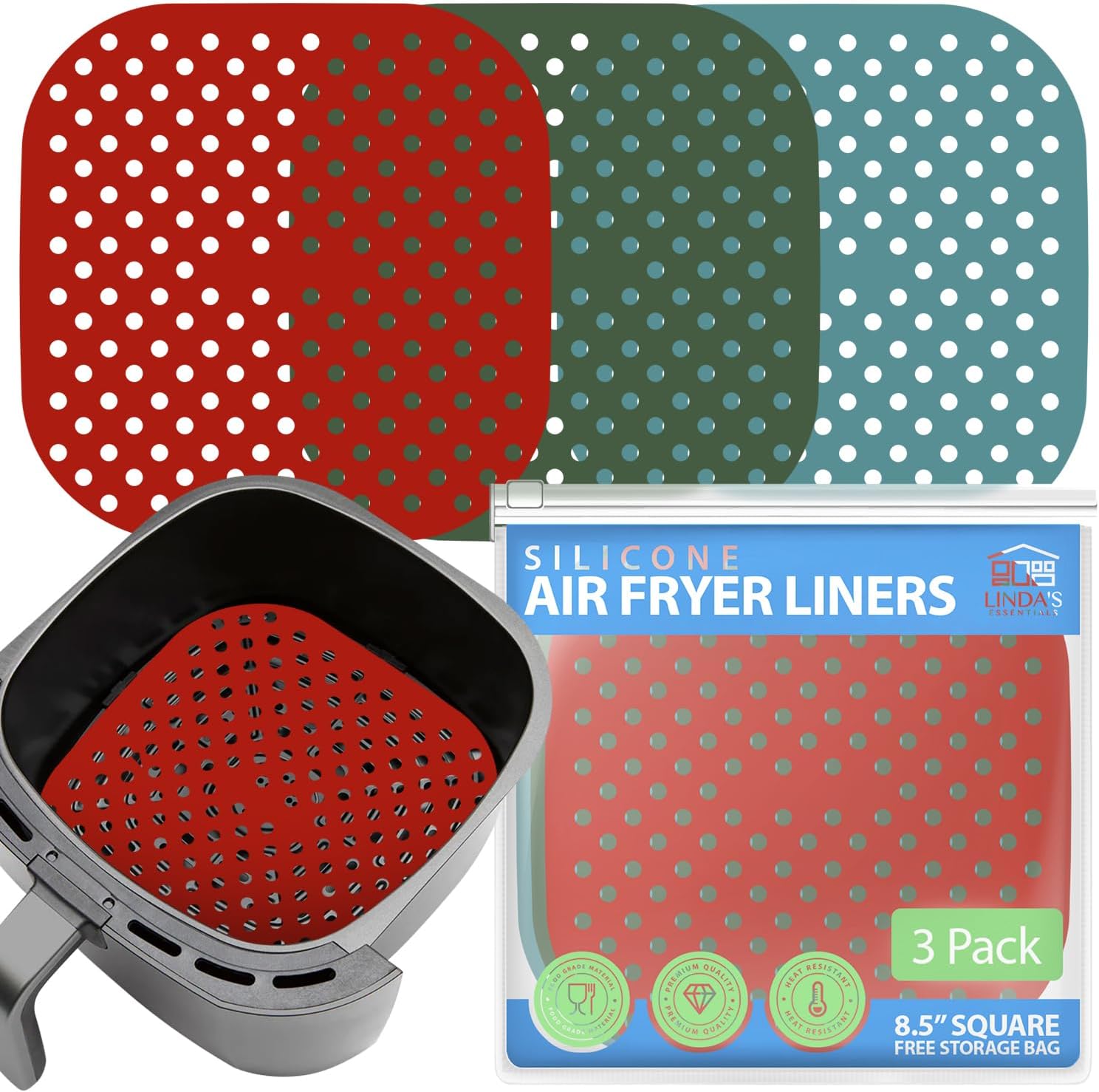 Reusable silicone air fryer liners