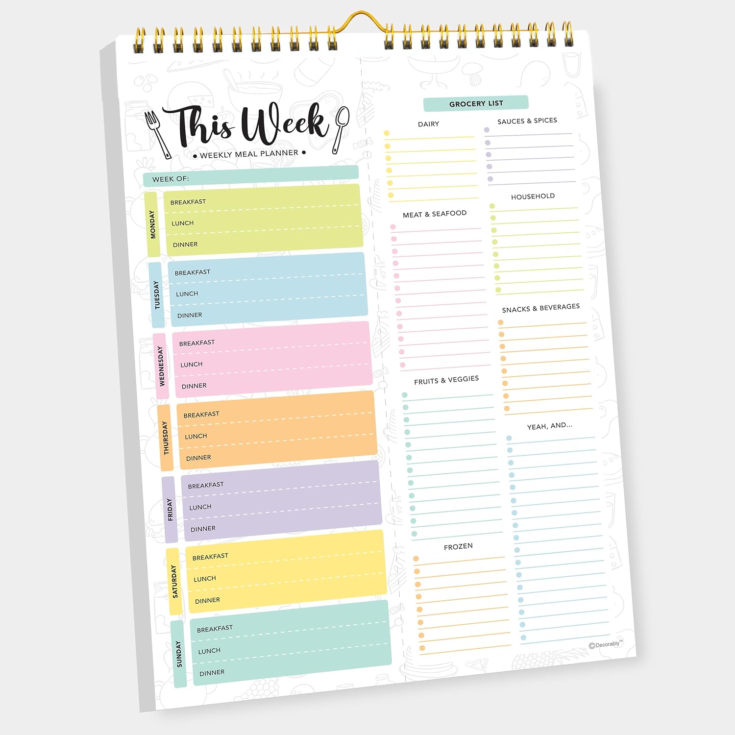 Magnetic meal planner notepad