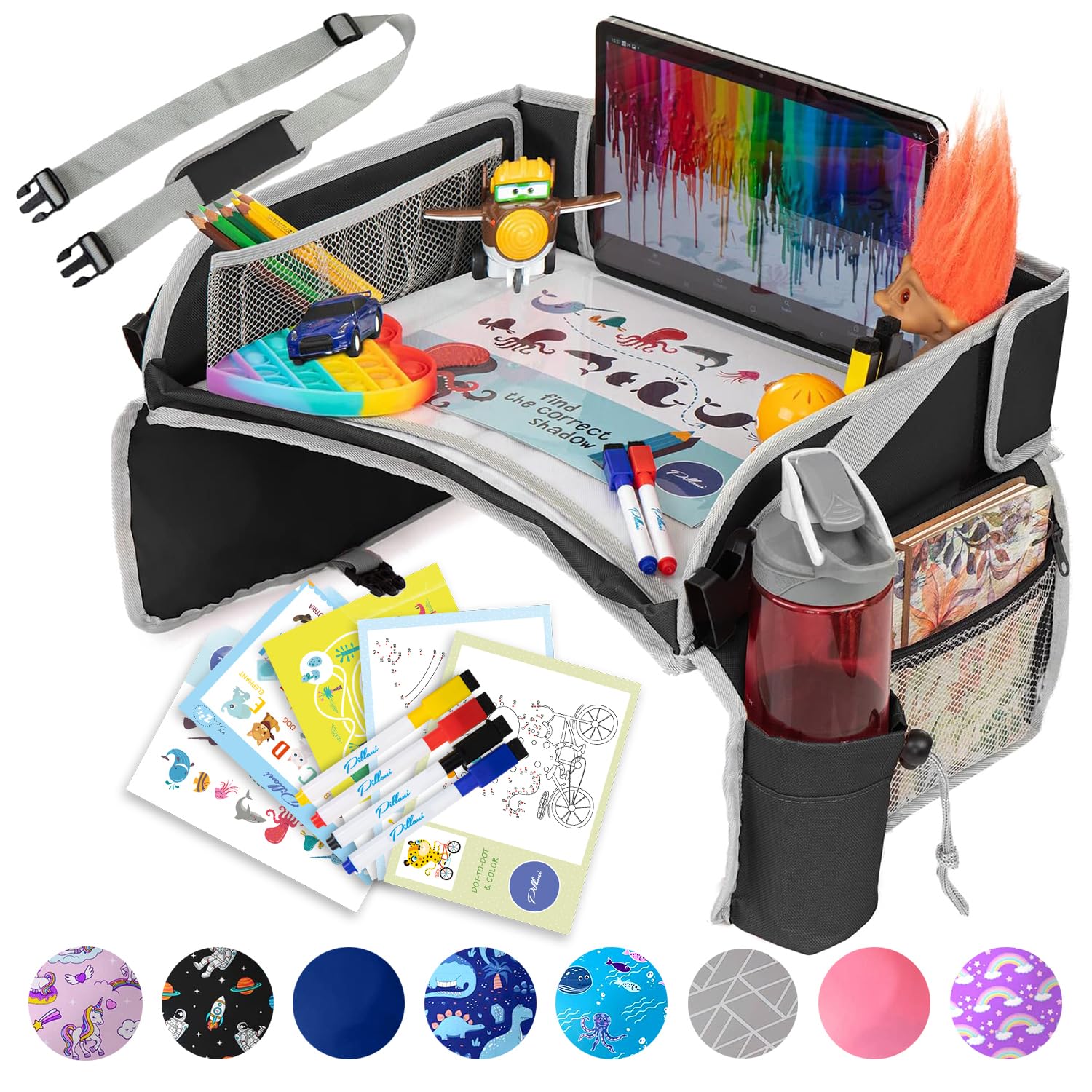 Kids car seat travel tray