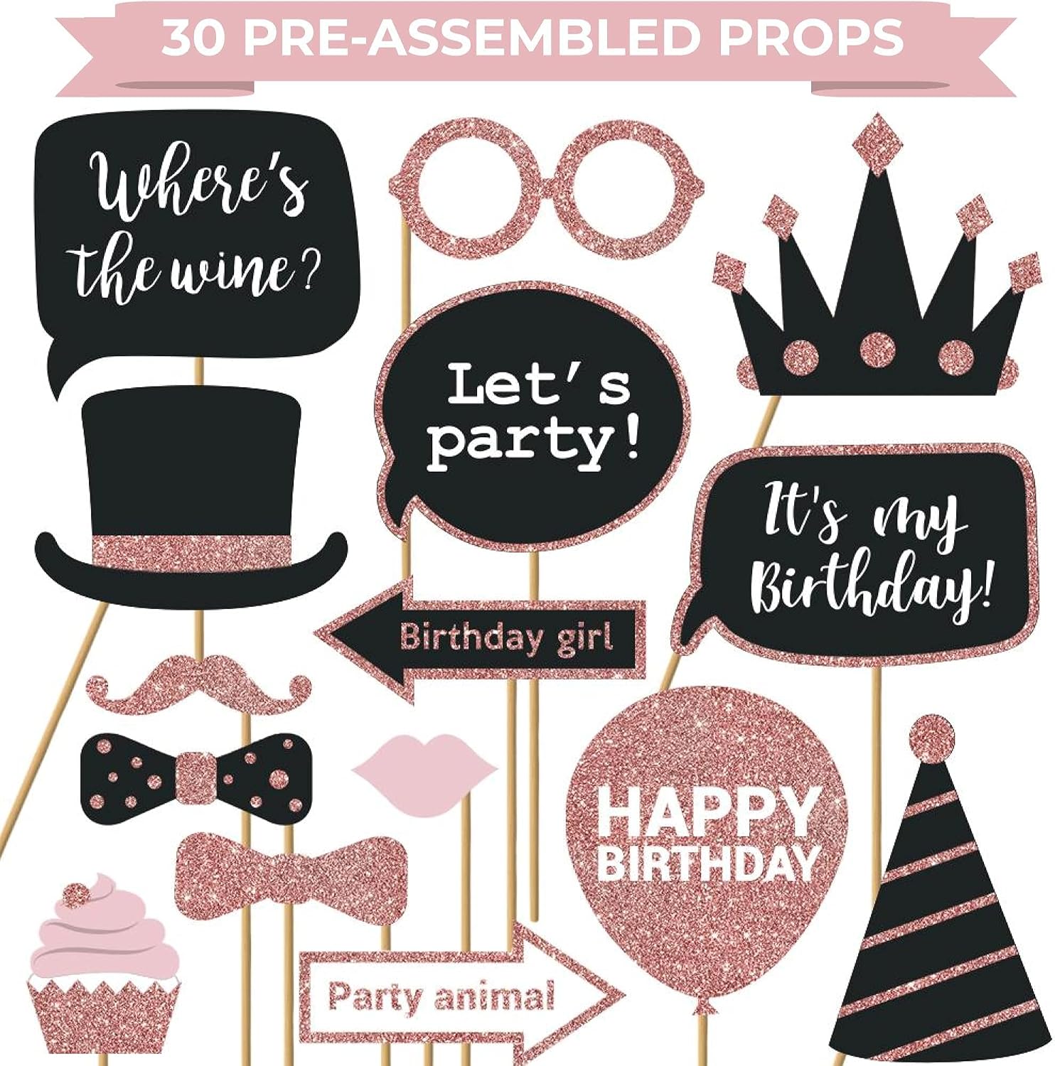 Birthday photo booth props